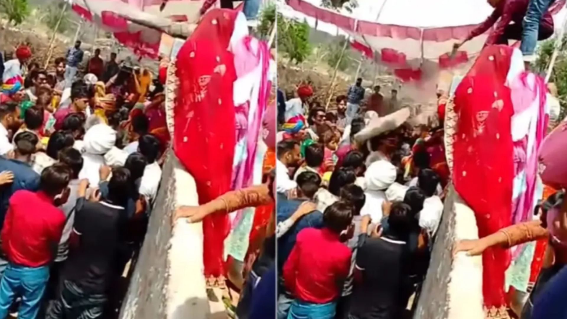 wedding party accident groom injured with bride indian wedding video viral