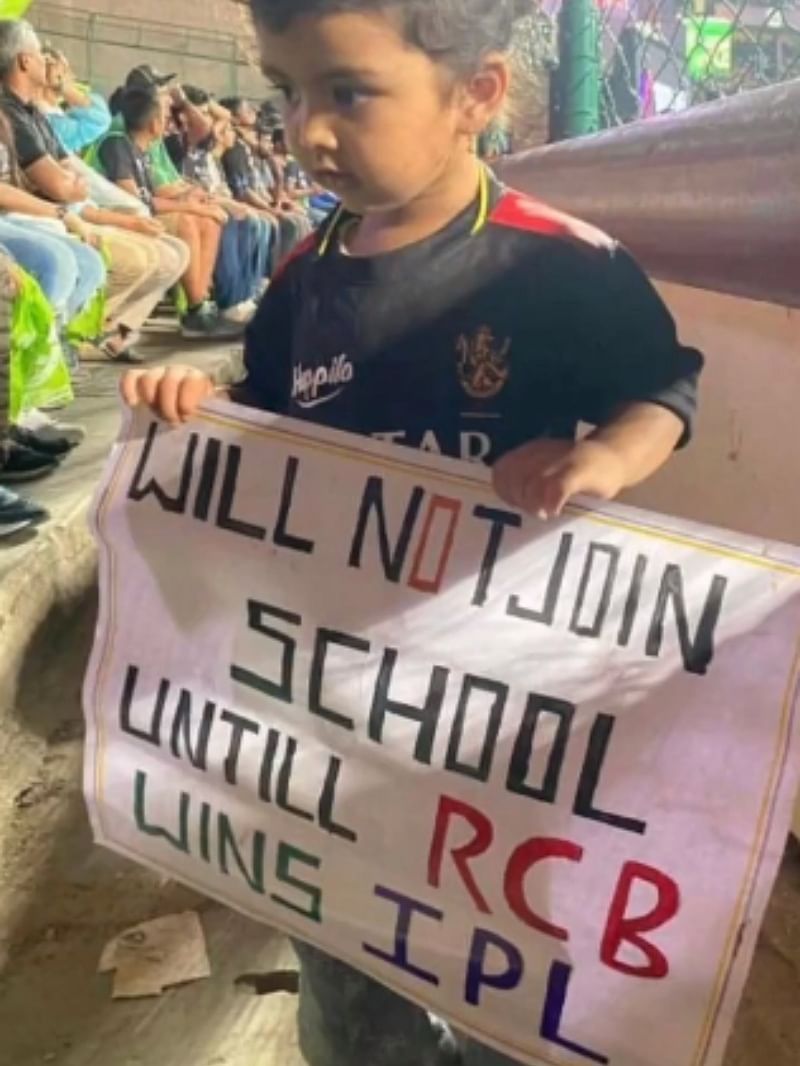 Pic Of Little Girl Holding A Placard During IPL Match RCB fan
