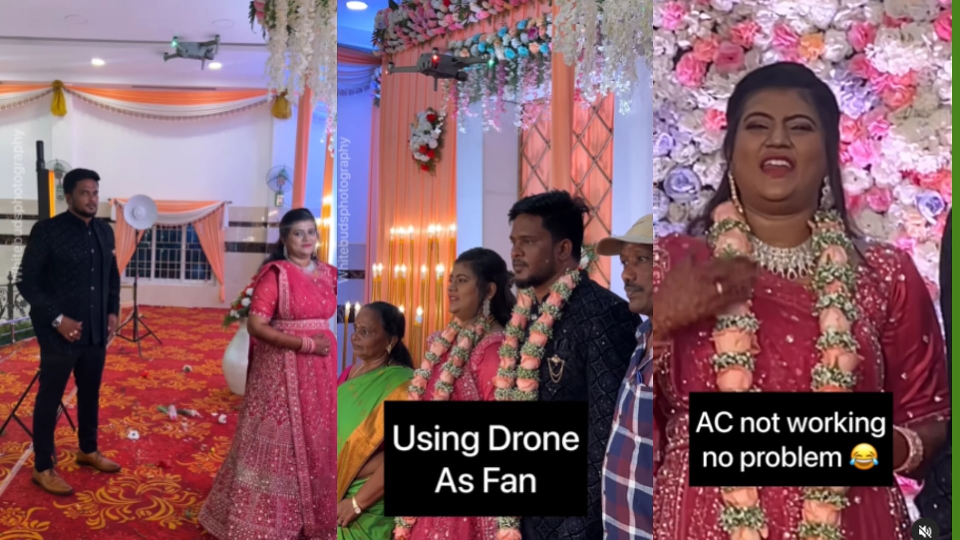Jugaad Viral Video drone flying over bride in wedding when ac stopped working