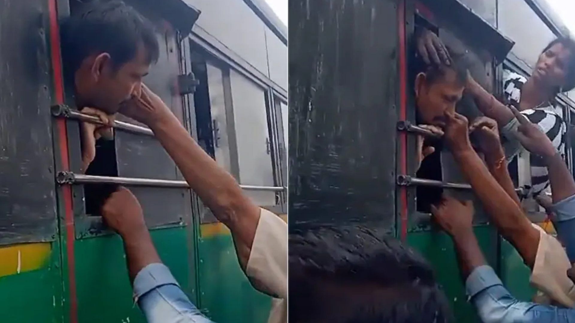 Man Head Got Stuck In Bus Window After He Peeps Out For Fresh Air Video Viral on internet