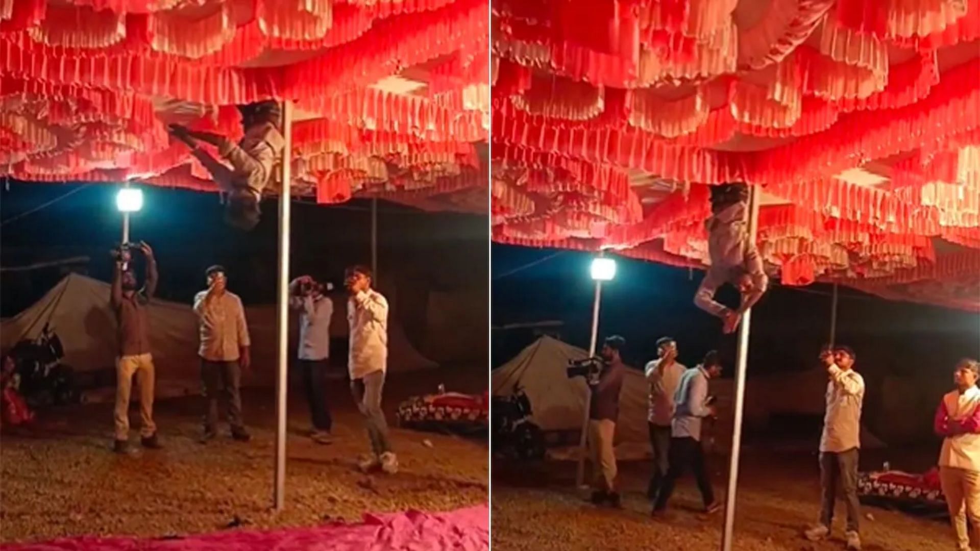 Tent wala nagin dance boy funny nagin dance by hanging upside down from middle of tent