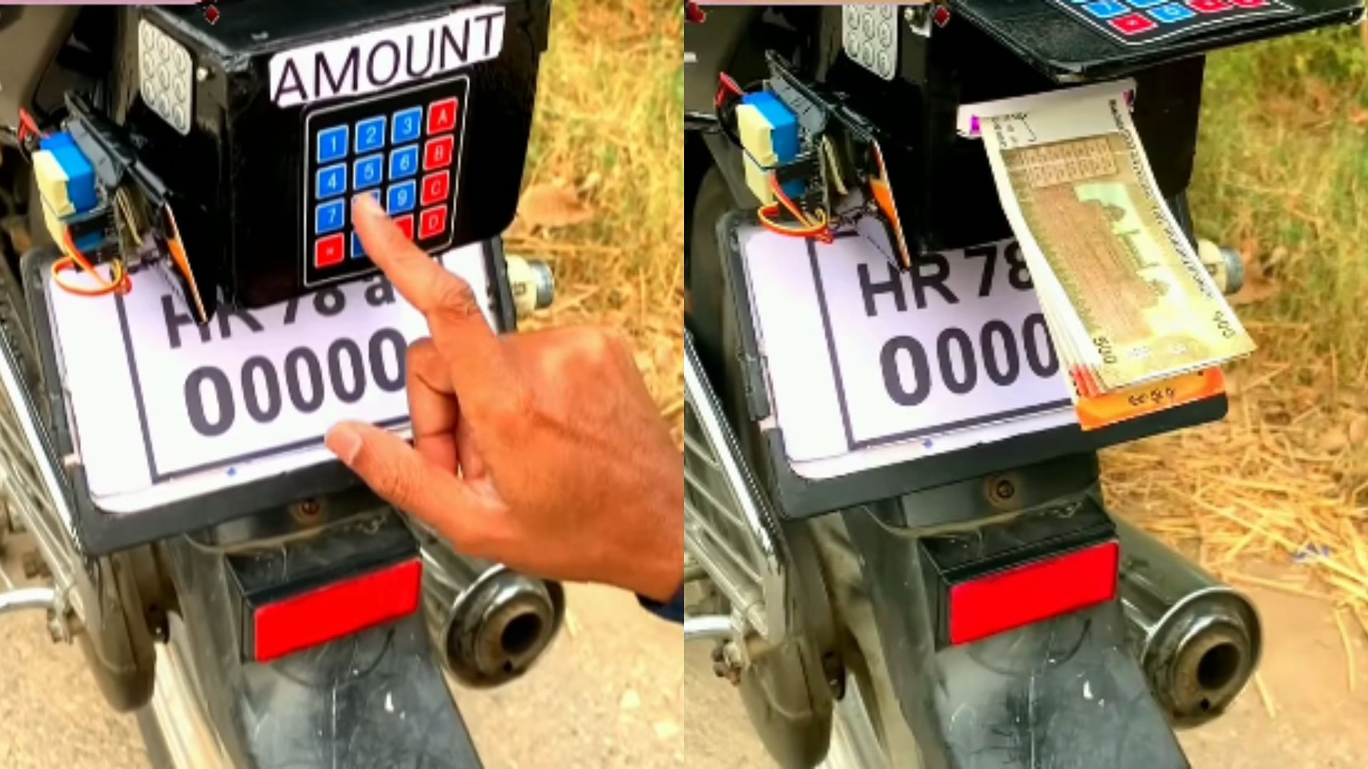 Man installed ATM machine behind bike withdrew money by inserting card funny video