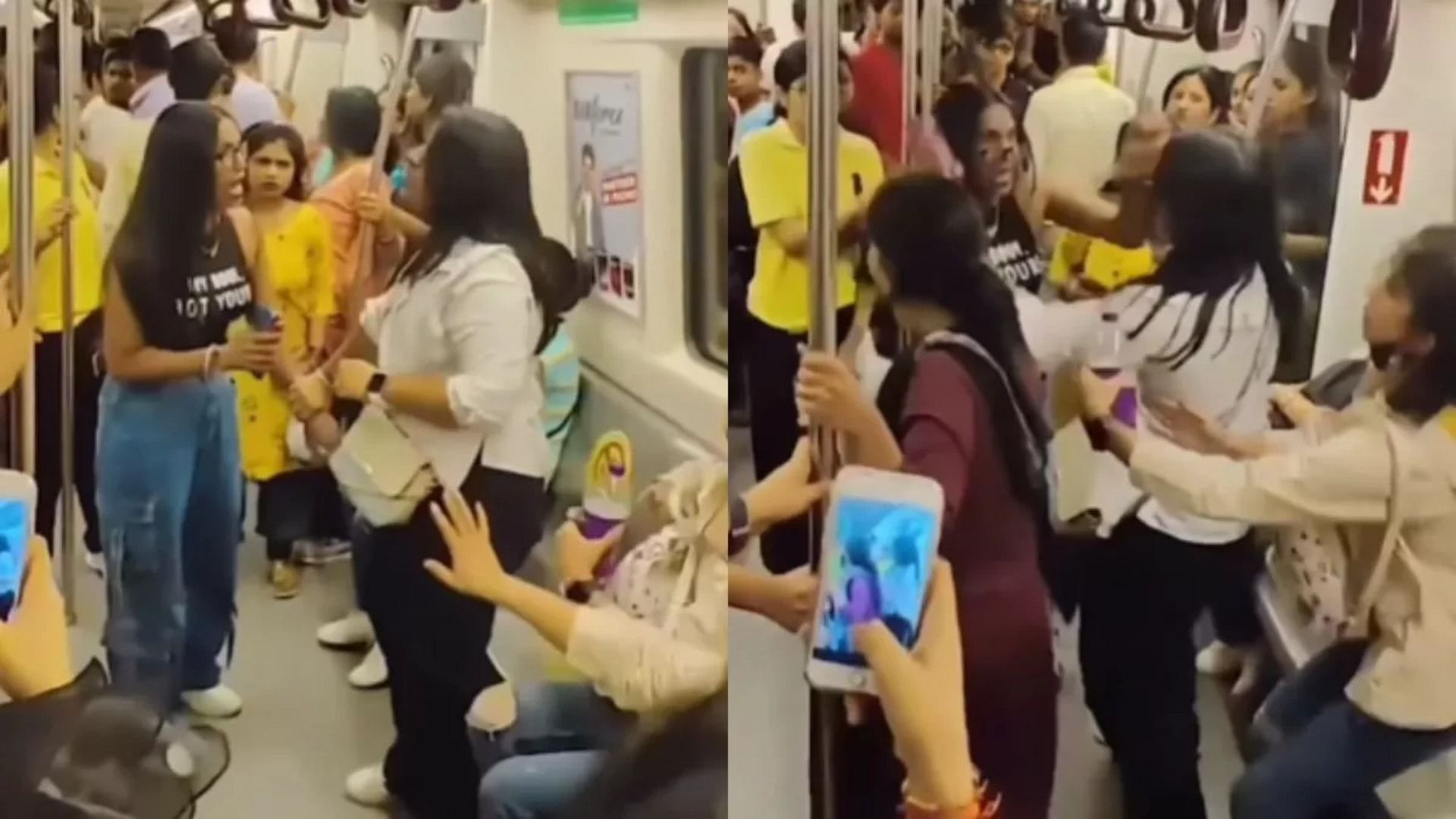 Viral Video Of Fight Between Two Women Over Seat In Delhi Metro Video Goes Viral on internet