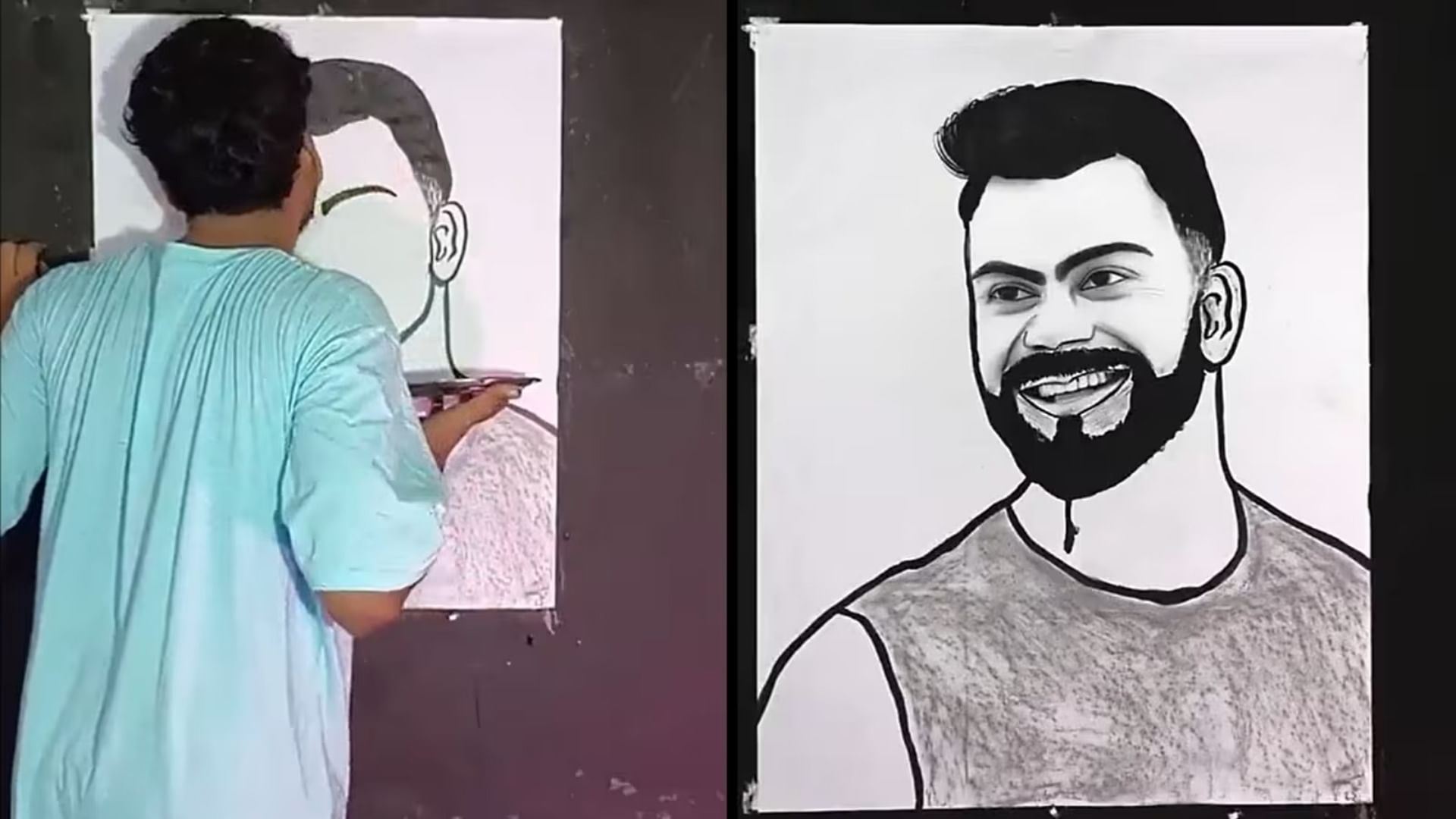 Virat Kohli Fan Makes King's Portrait With Tongue video viral on Internet