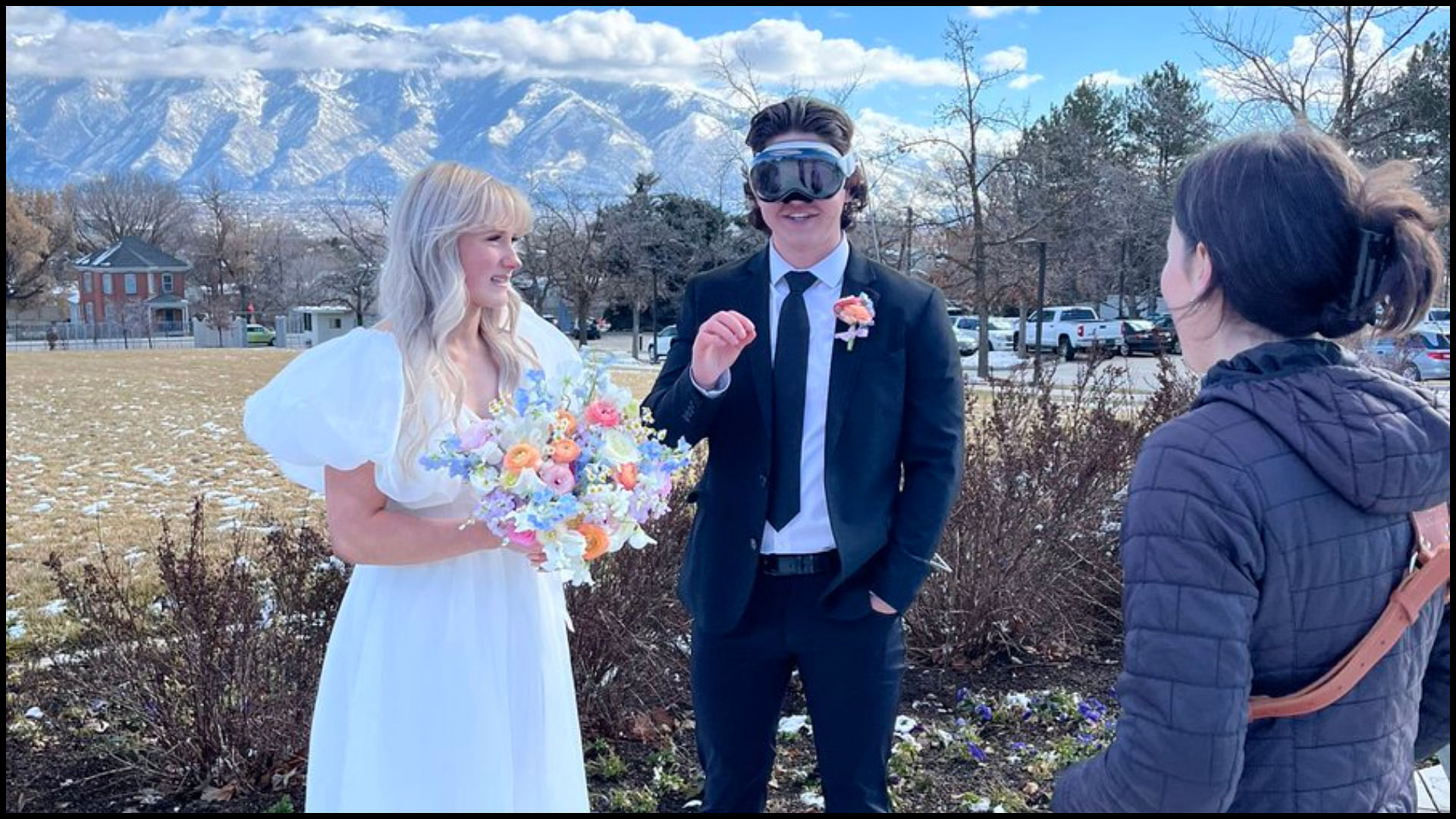 The groom wore apple vision pro instead of sehre during his wedding the bride kept watching