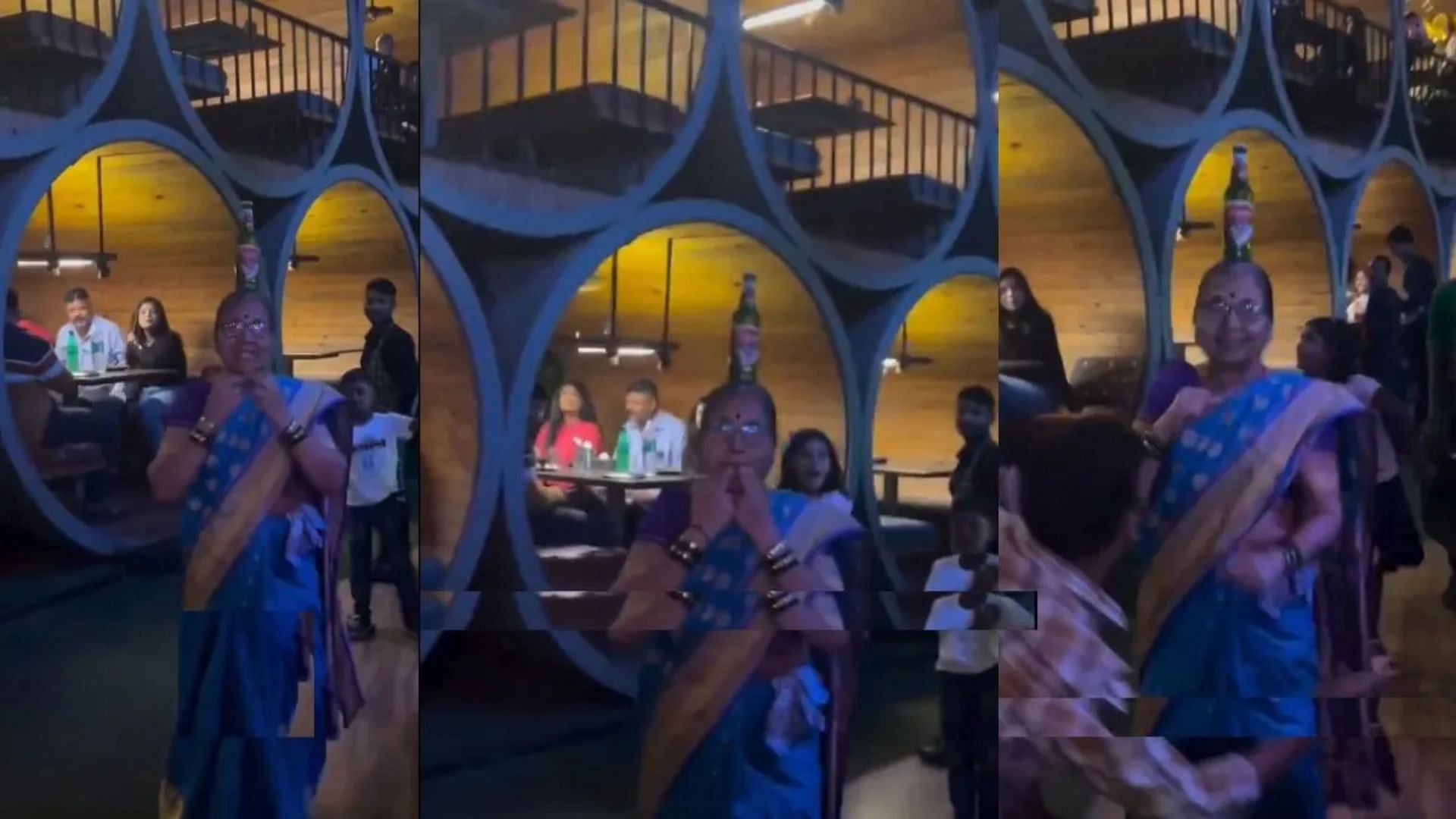 Dance Video Grandmother danced with a bottle on her head dadi ka dance video