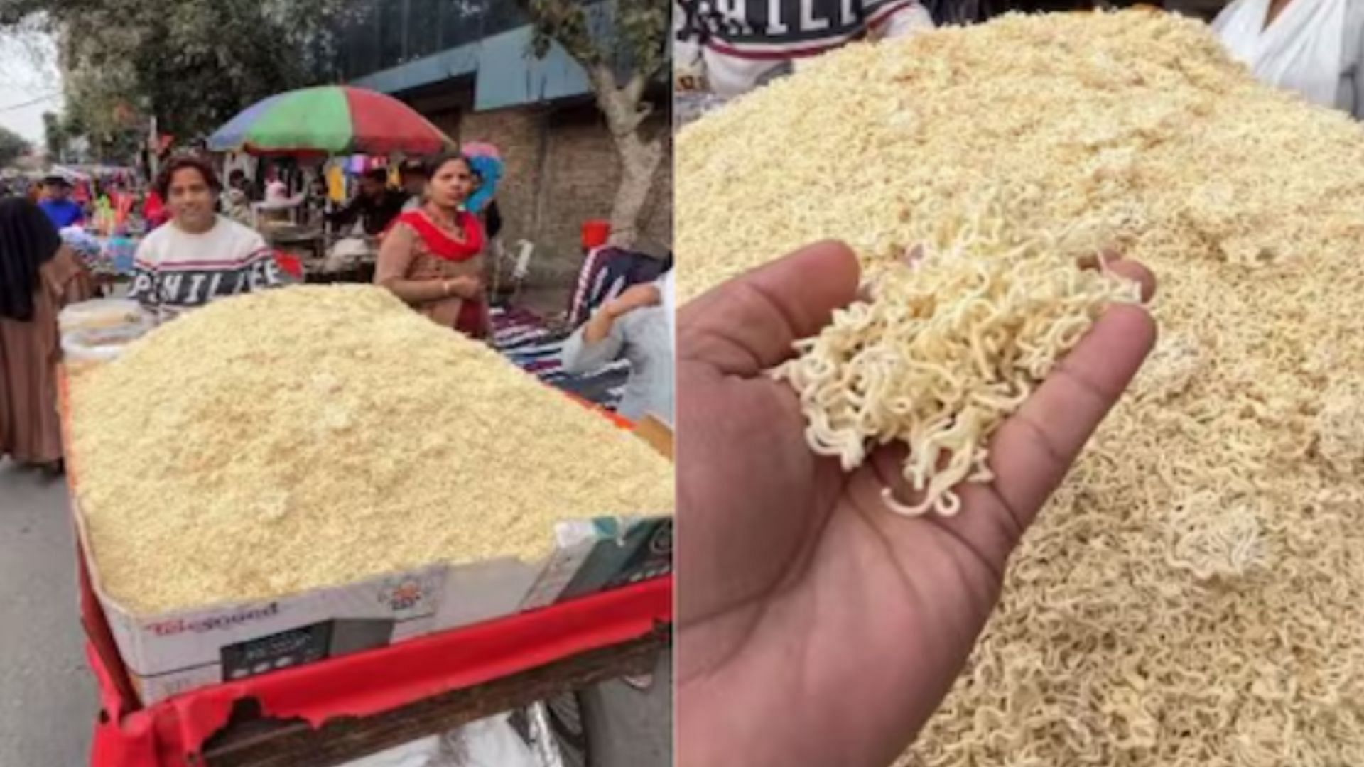 Maggi viral video street vendor selling open packets of maggi on road