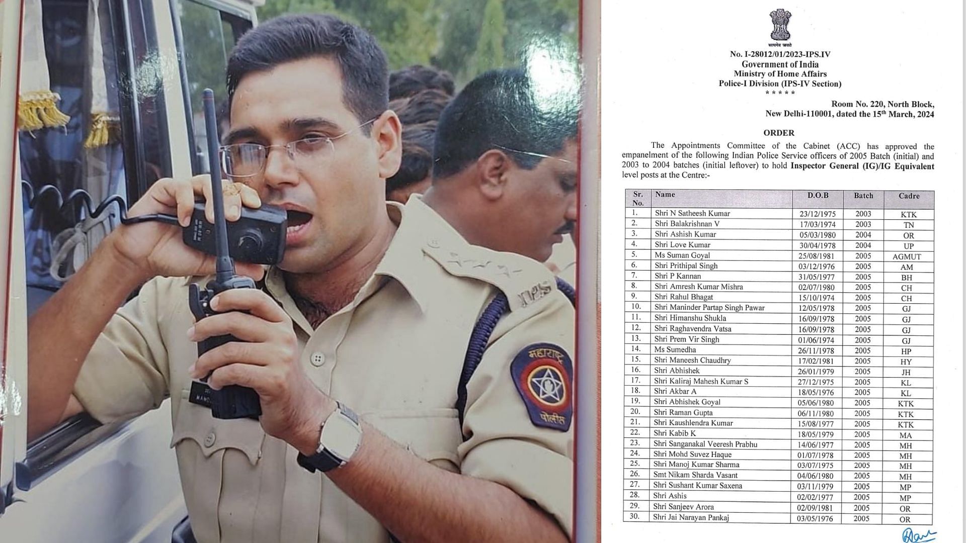 IPS officer Manoj Sharma has now been promoted as Inspector General