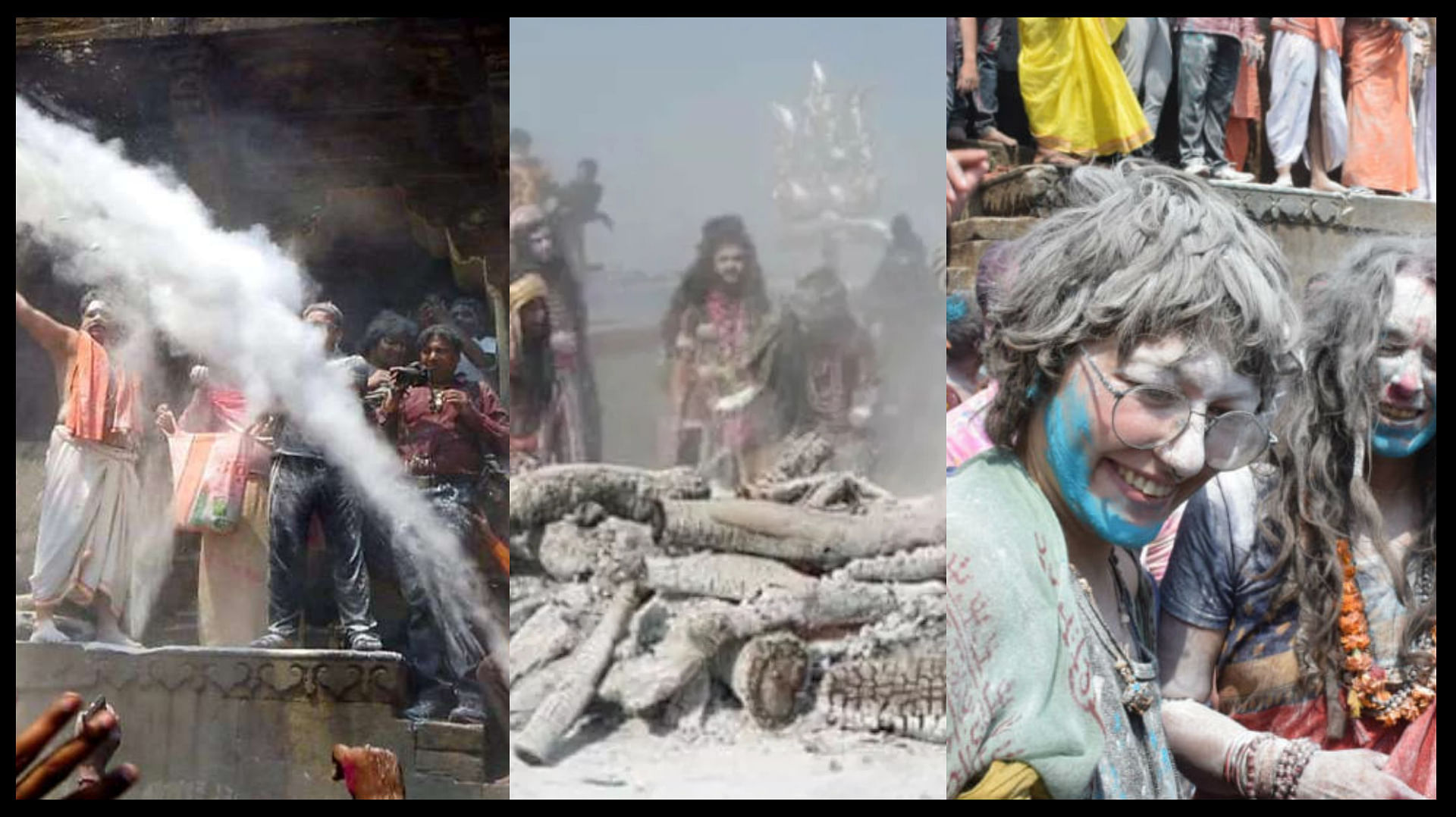 Varanasi residents played holi of pyre ashes at manikarnika ghat