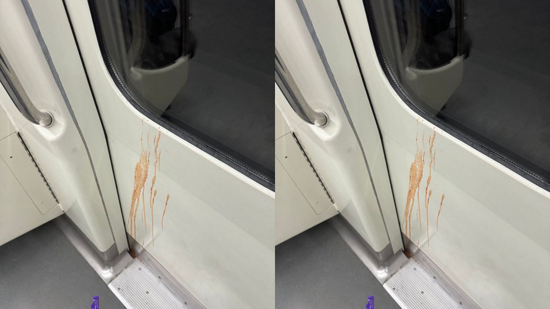 Metro mein thuka gutka pic of gutka stains inside metro goes viral on internet