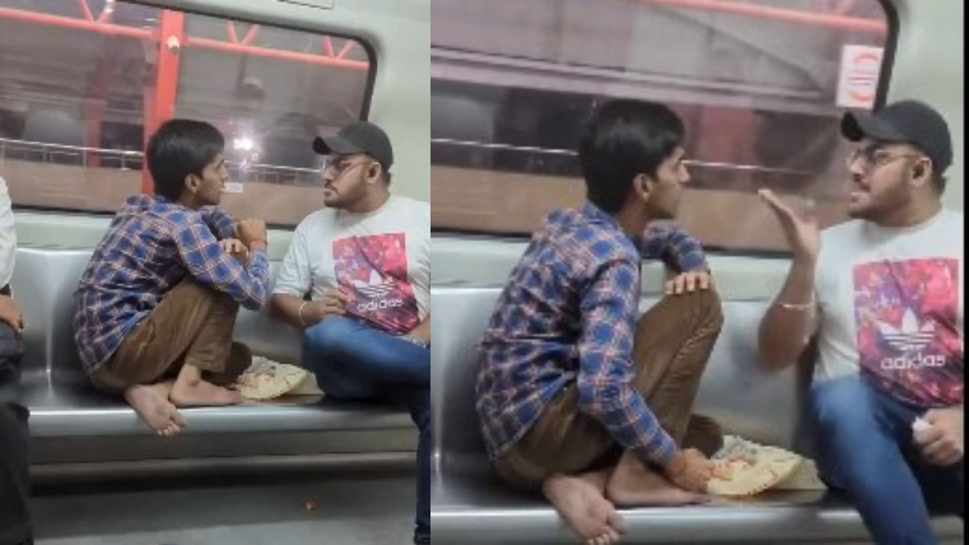Viral Video Fight between two guys inside delhi metro over one guy was not sitting properly
