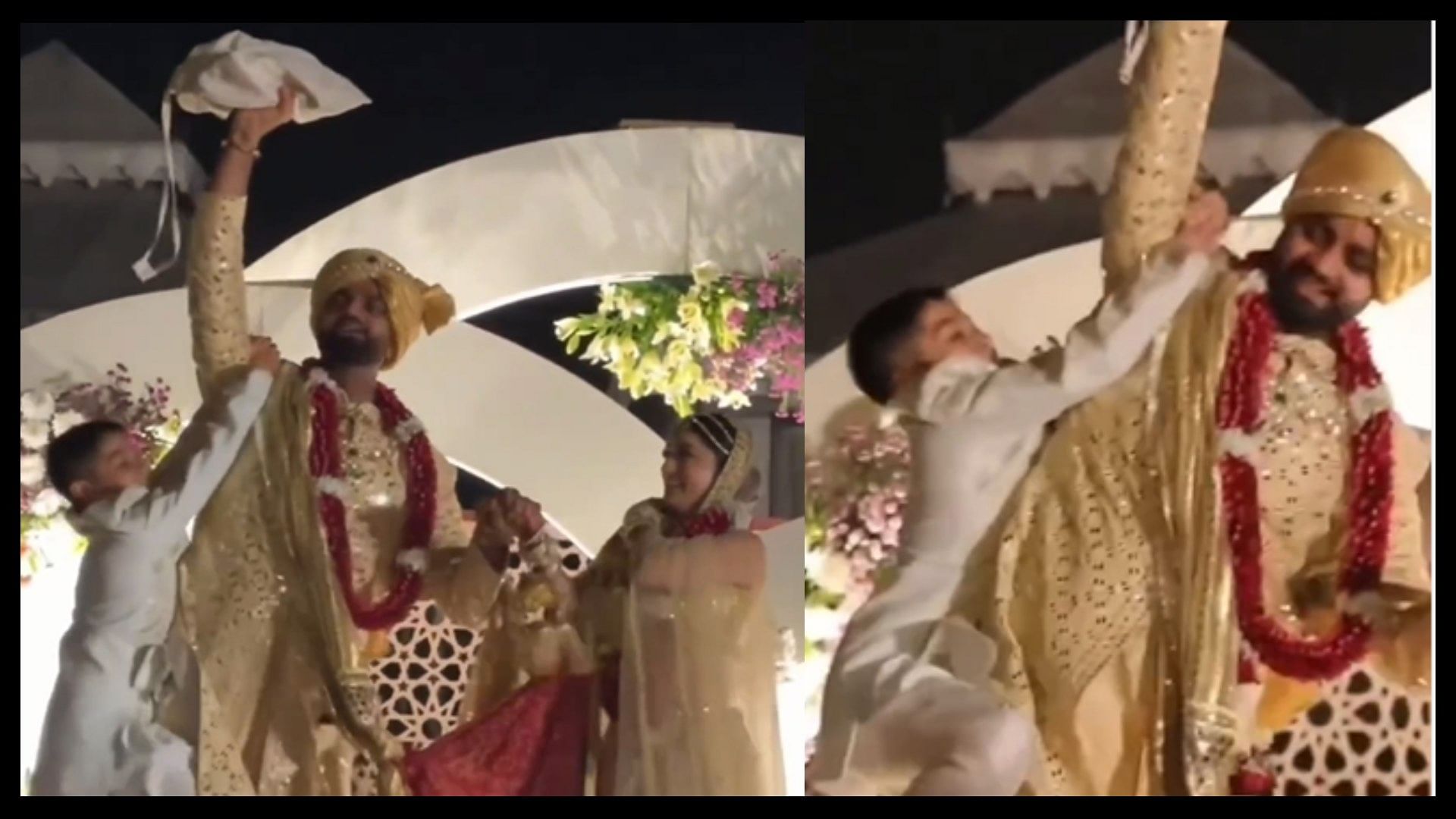 Bride little brother wanted to steal jija shoes but was defeated due to his height viral video