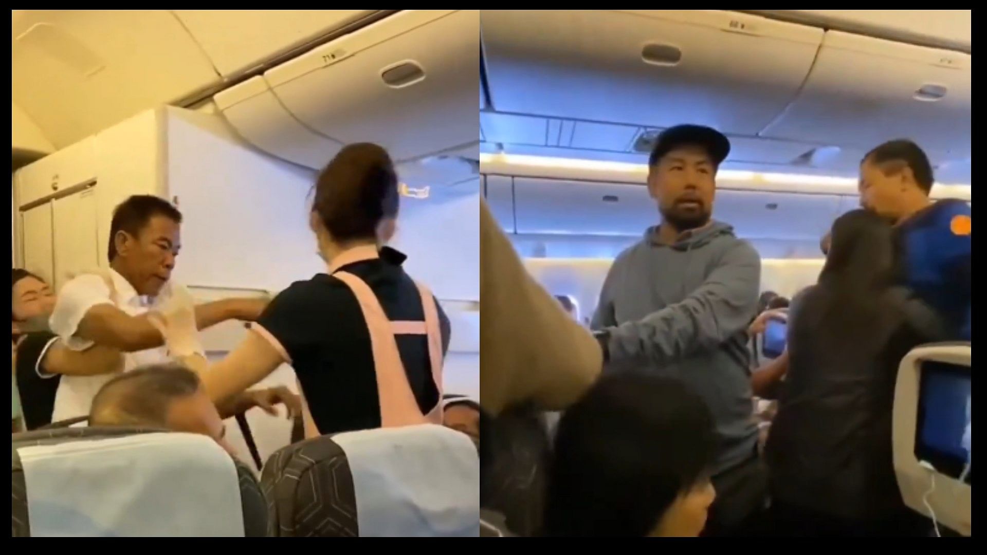 Punch Fight between two passengers over seat in flight video viral on social media
