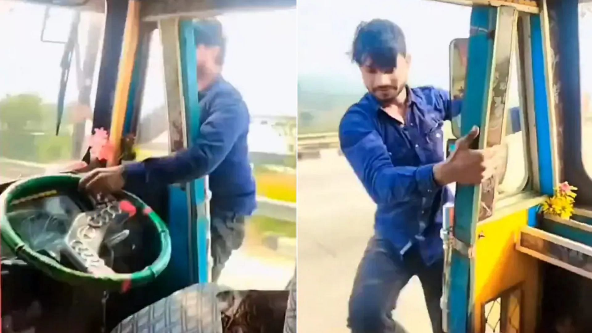 Driver performed stunt on truck running at full speed video goes viral