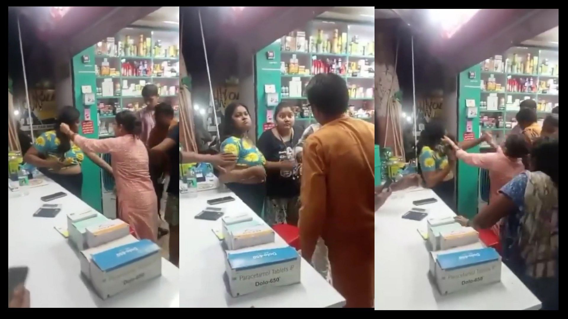 Uncle aunty fights with girl customers over rs 100 video viral in social media