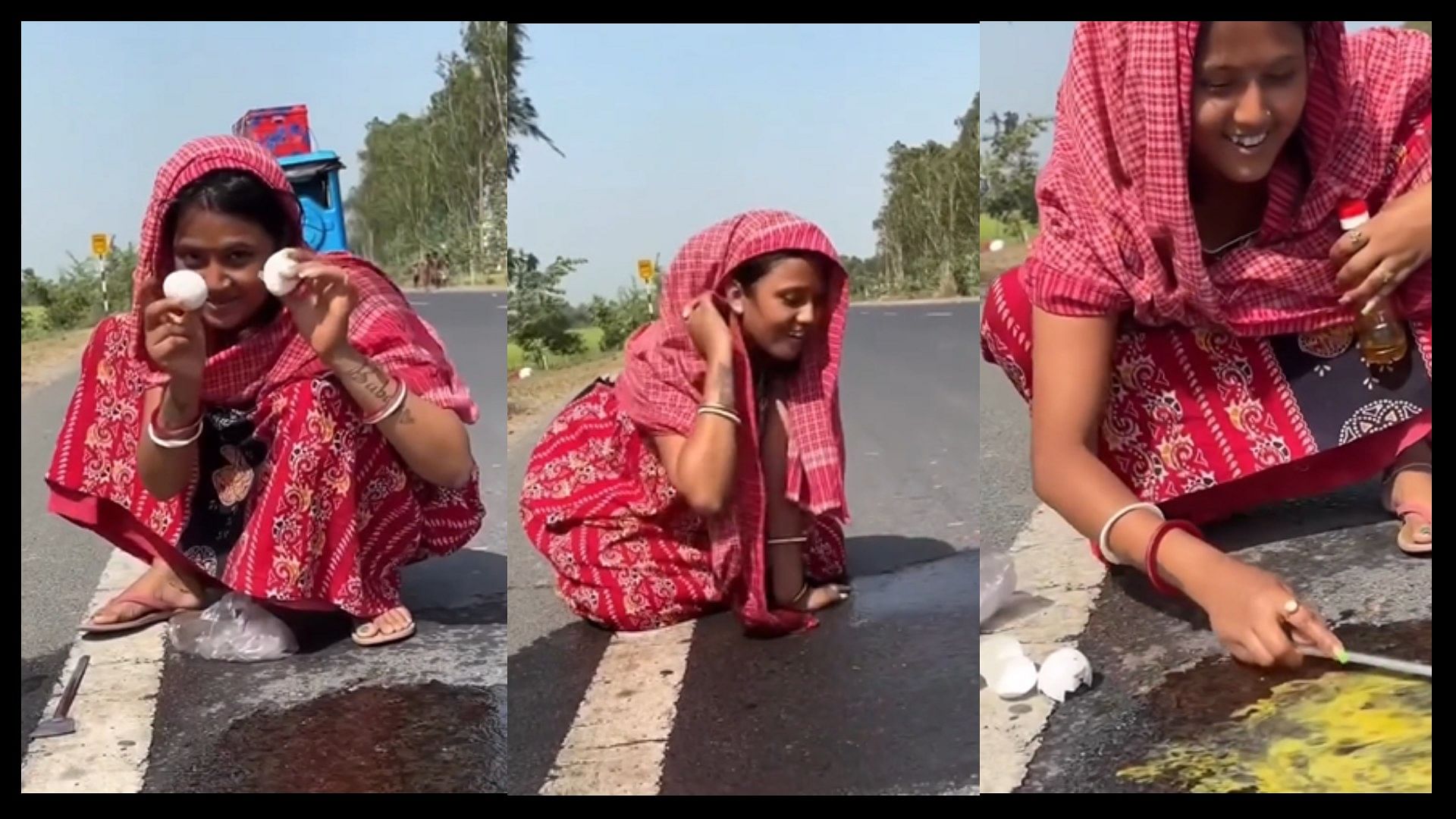 Woman making roadside omelette without gas stove video goes viral on social media