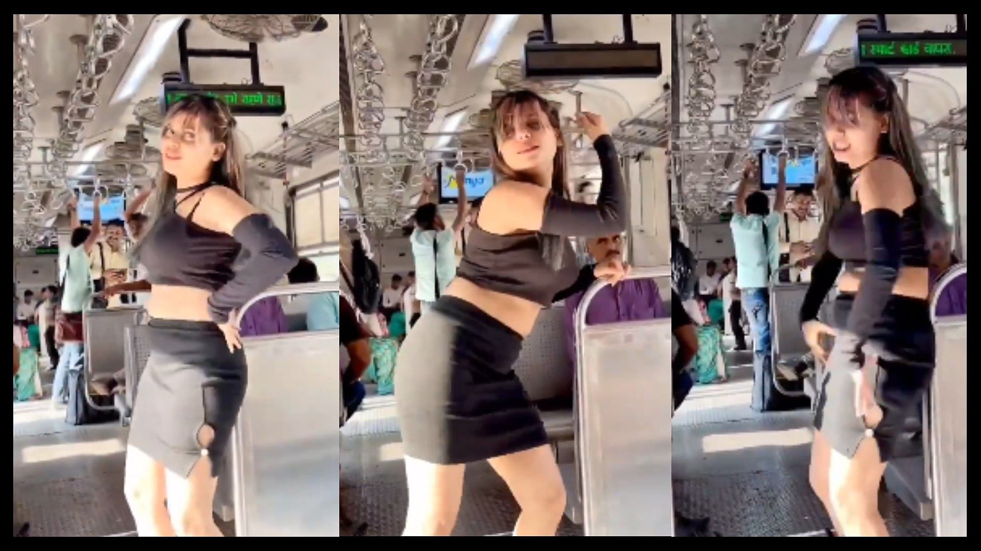 Girl seen dancing obscenely on bhojpuri song in mumbai local train video viral o social media