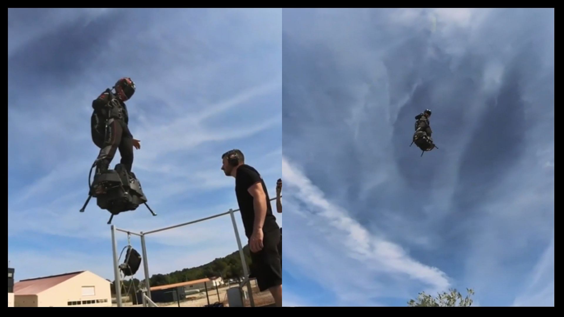 A person was seen flying like a bird new technology gadget of fly board viral video