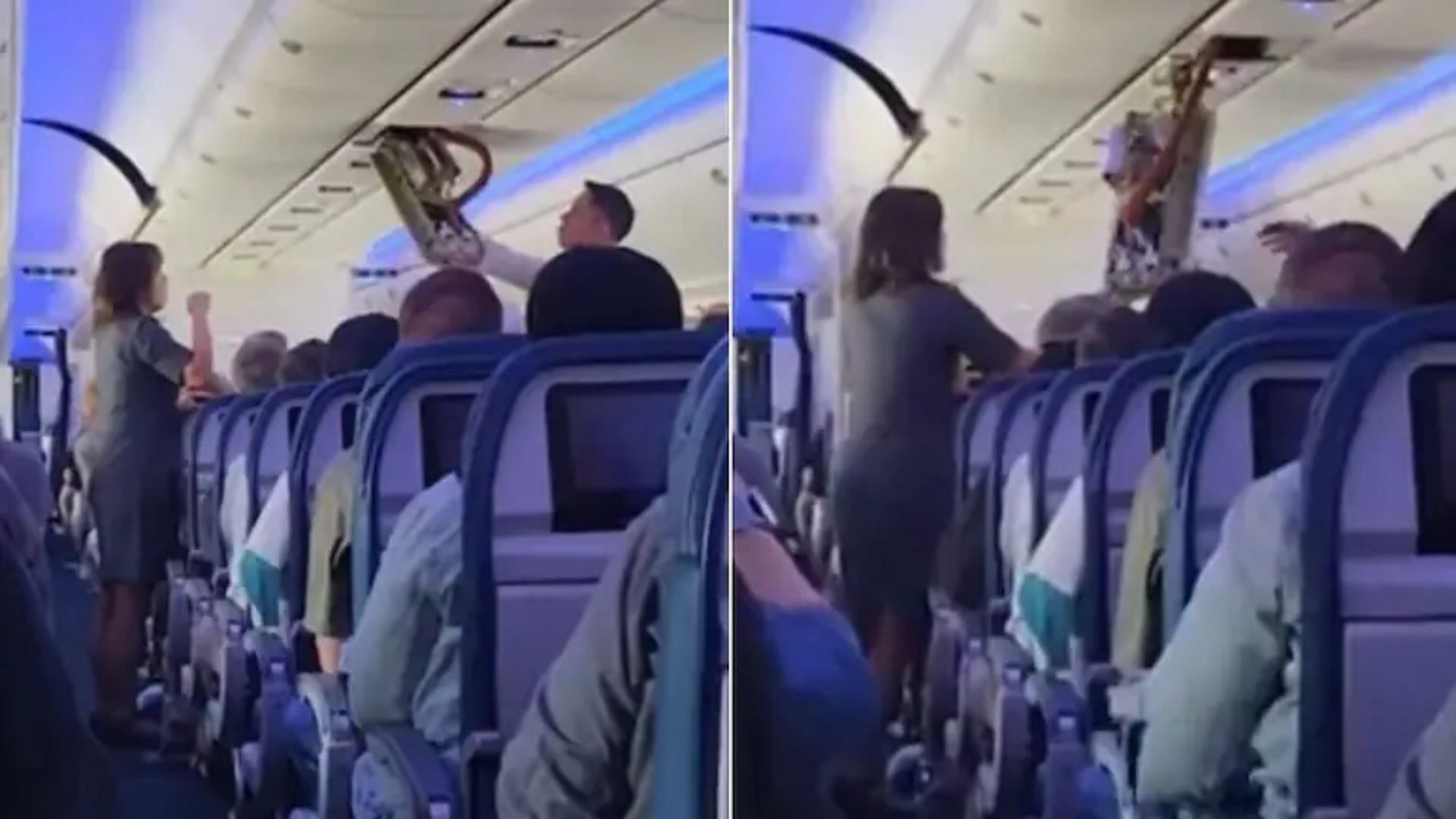 Viral Video ceiling panel detached on delta airlines flight from honolulu to minneapolis