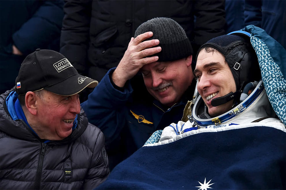 International Space Station's 'one year crew' returns to Earth