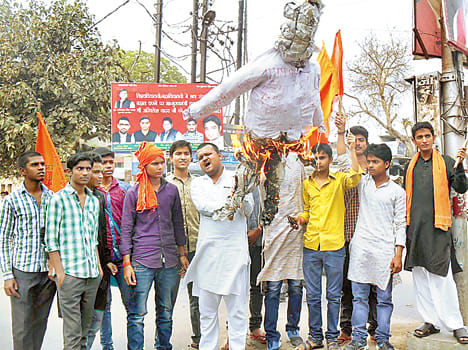 Burnt effigies of the JNU students union president