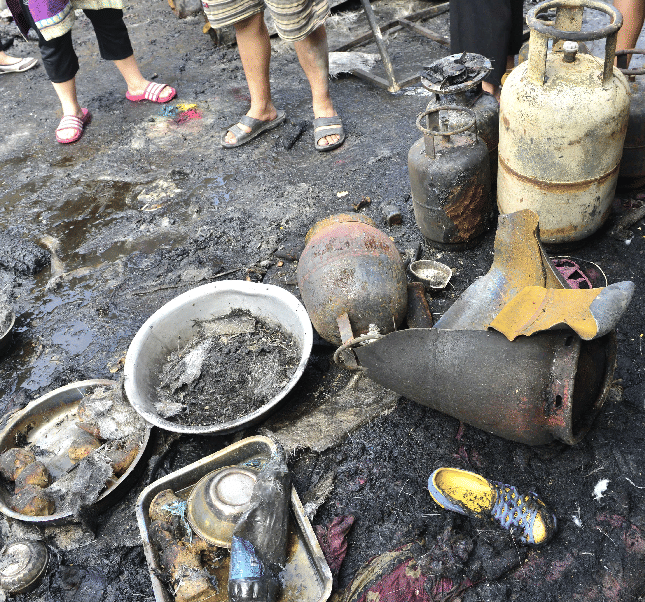 BIG cylinder blast in a house, including elderly, two scorched