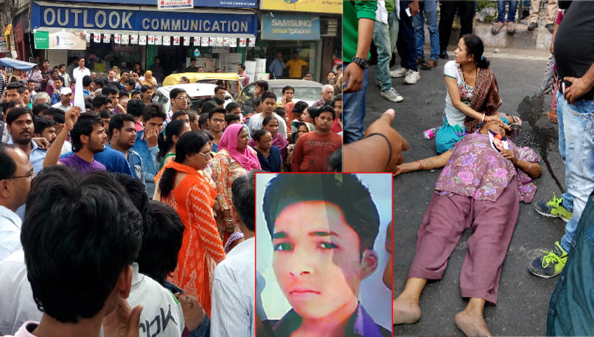 The bodies of the couple on the railway track