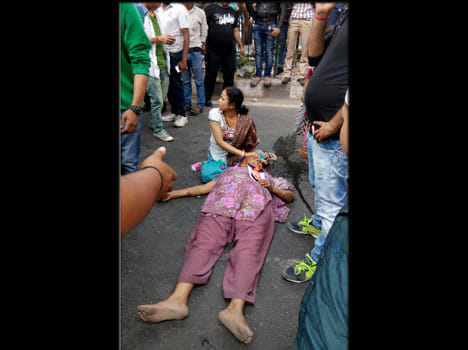 The bodies of the couple on the railway track