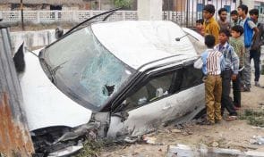 Speeding car kiosks Brook entered trample