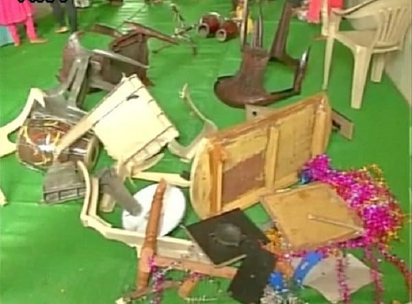 Bajrang dal members entered in church and vendalised it