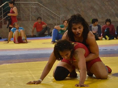 Wrestling trial in Lucknow.