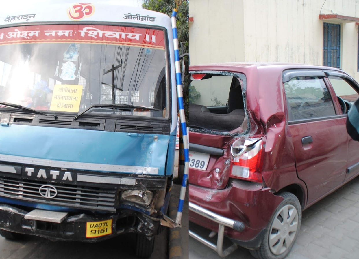 drunken bus driver hit five cars.