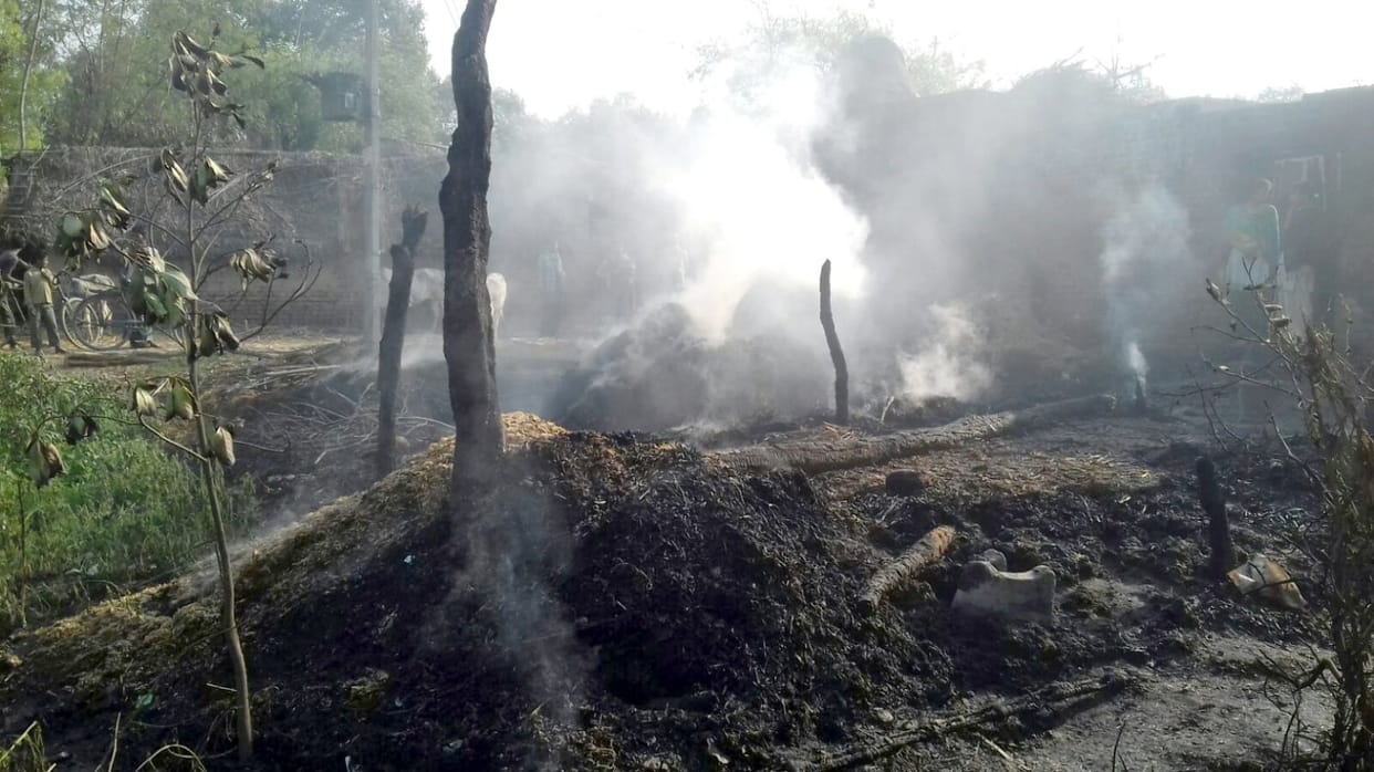 A fire cattle The death of four scorched