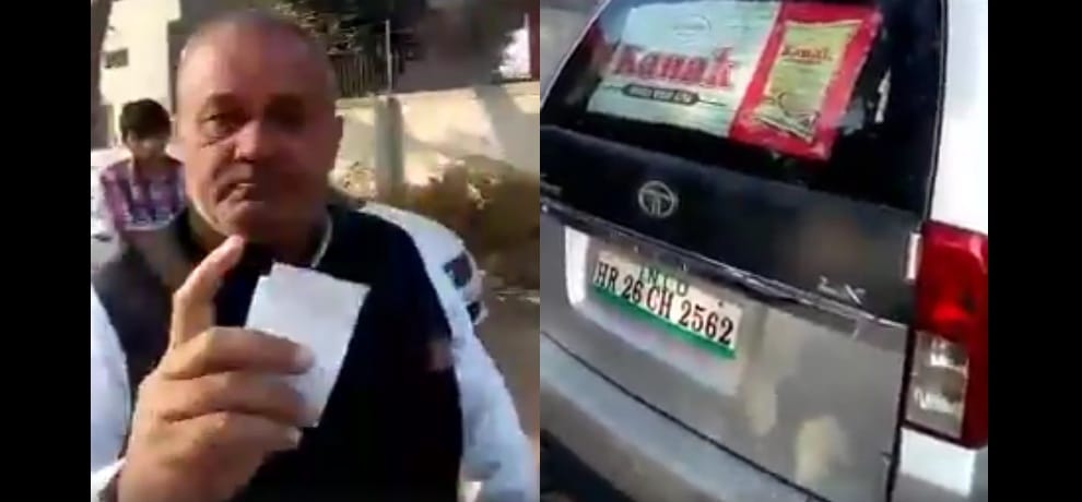 watch how traffic police constable teaches lesson to self proclaim minister of haryana