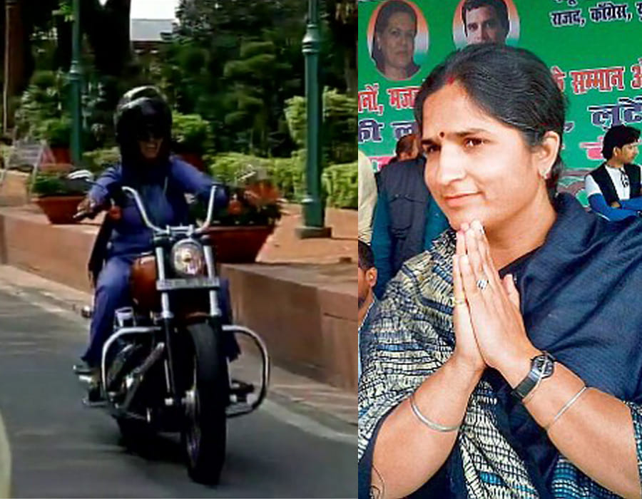 Congress MP Ranjeeta Ranjan comes to Parliament on Bike.