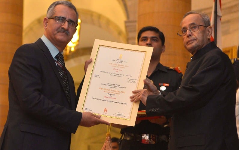 Kannagi Devi Award to Haryana for improve the sex ratio