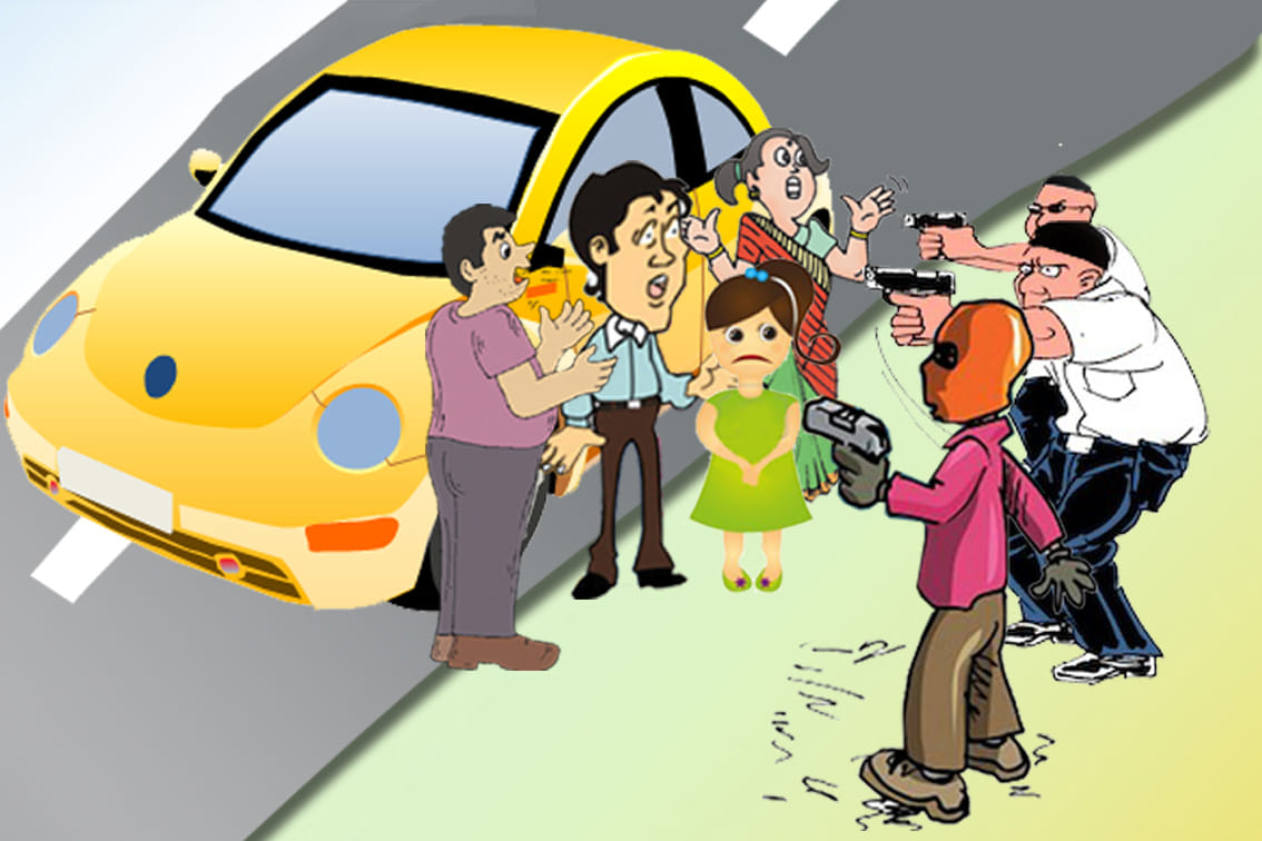 car stopped , robbed three families