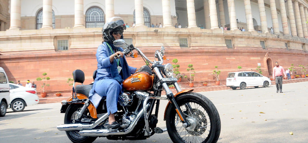 Female MP showed her power, reached parliament with her Harley Davidson