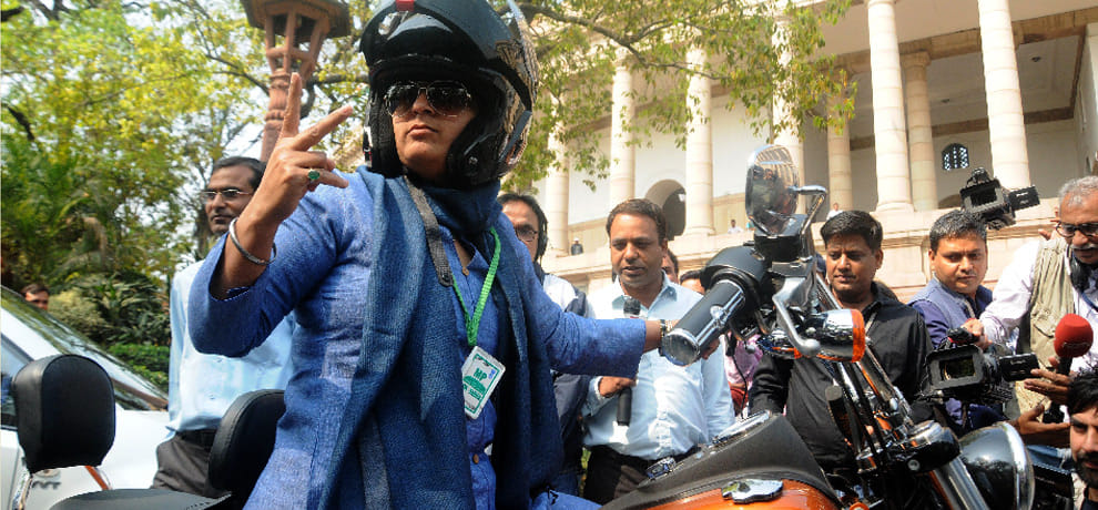Female MP showed her power, reached parliament with her Harley Davidson