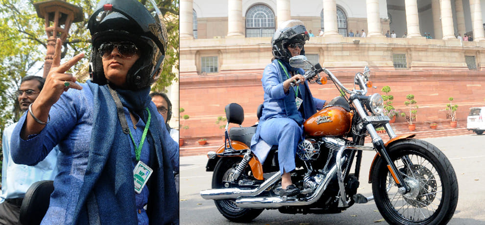 Female MP showed her power, reached parliament with her Harley Davidson