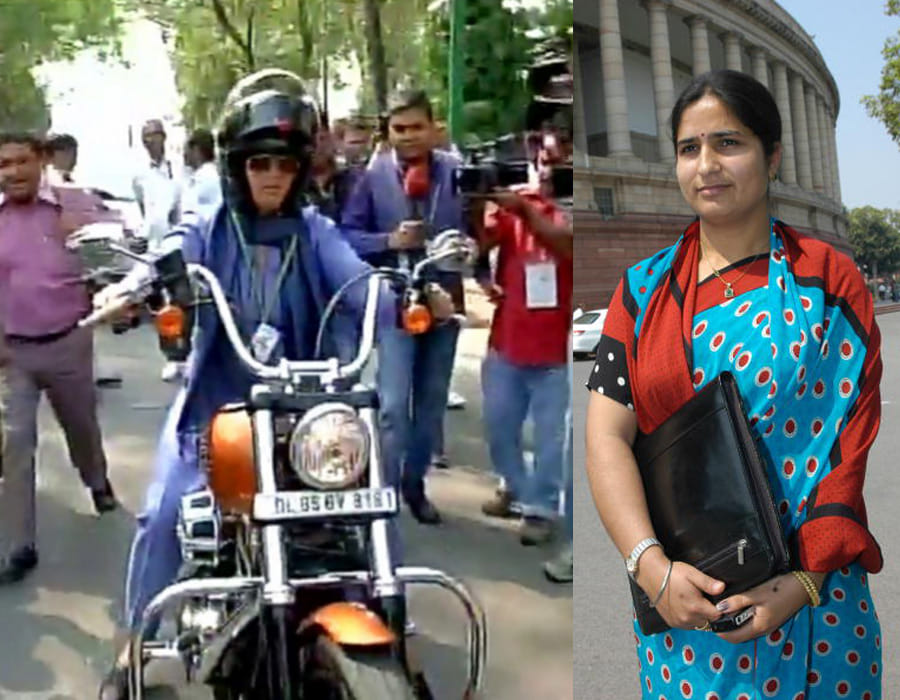 Congress MP Ranjeeta Ranjan comes to Parliament on Bike.