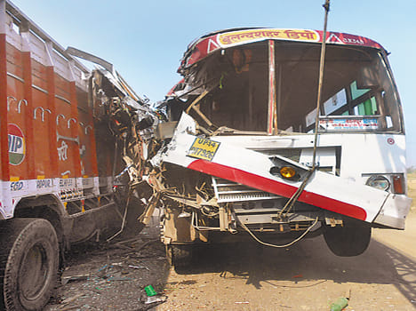 Roadways bus and truck collision, injuring a dozen