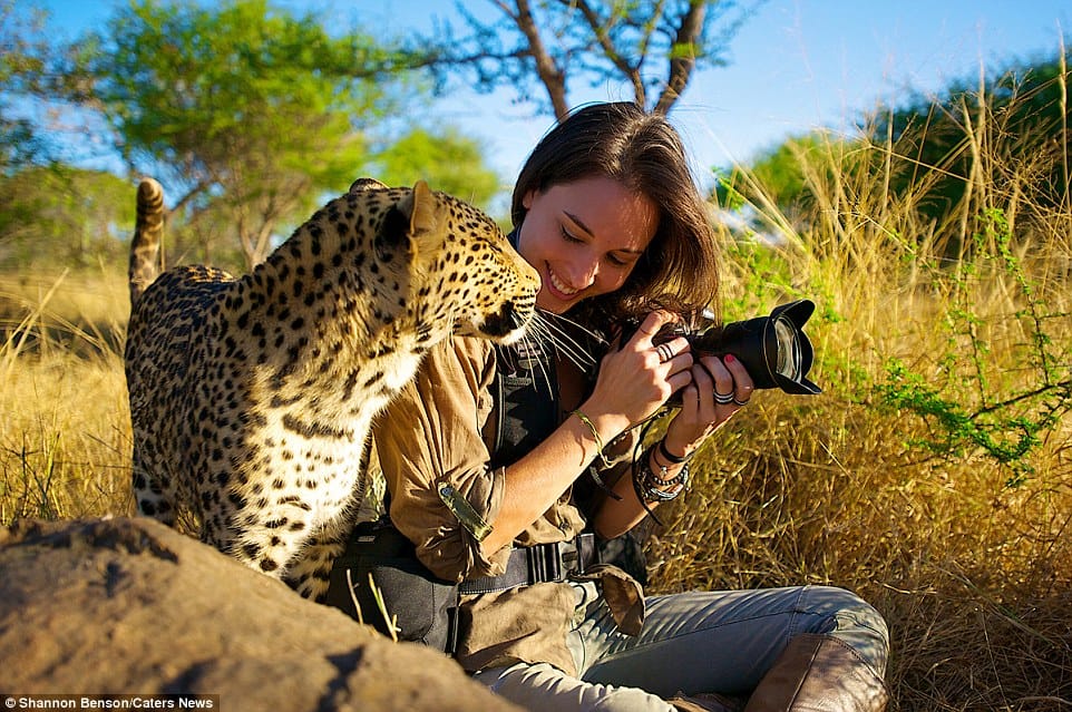 Wildlife photographer freindly with wild animals