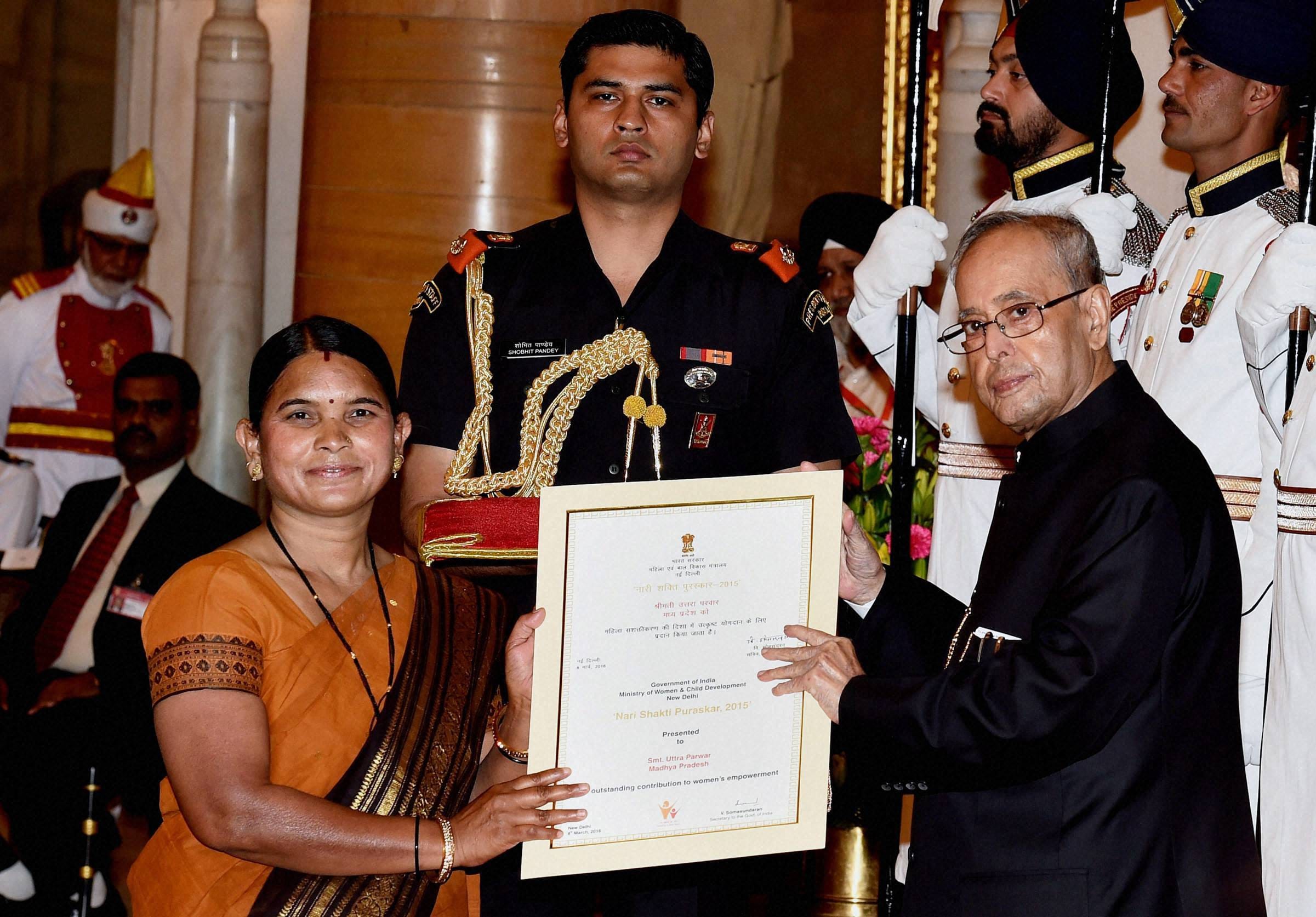 President Pranab Mukherjee honours Nari Shakti Puraskar 2015