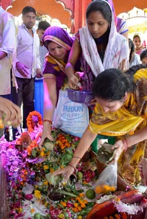 devotees say, har har mahadev 