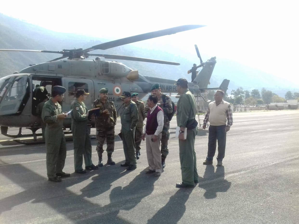 Army officials inspected the runway