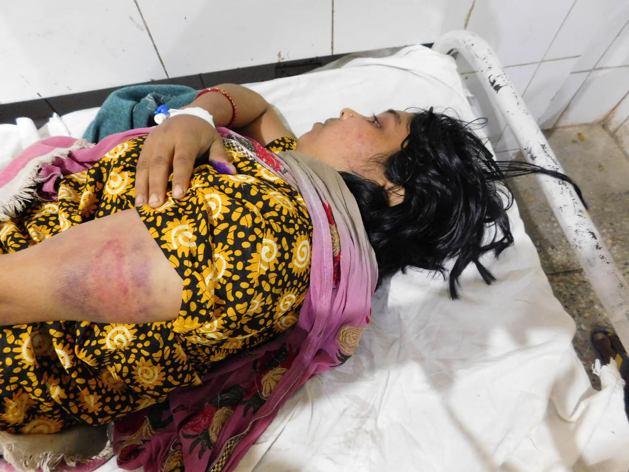 Women's hair cut beaten