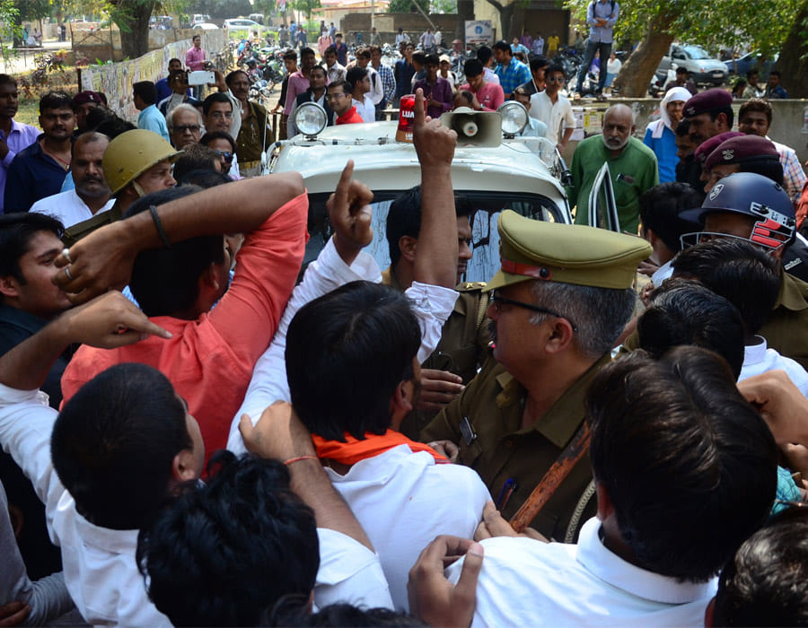Protest against Allahabad University VC, 16 students suspended.