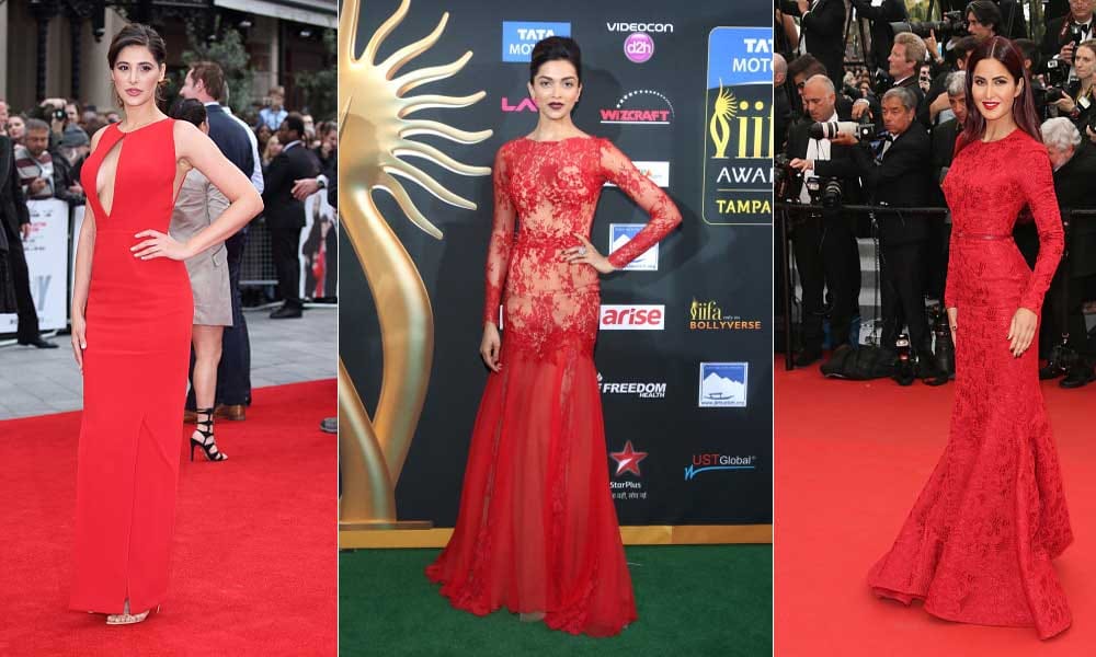 Bollywood actresses in red gown