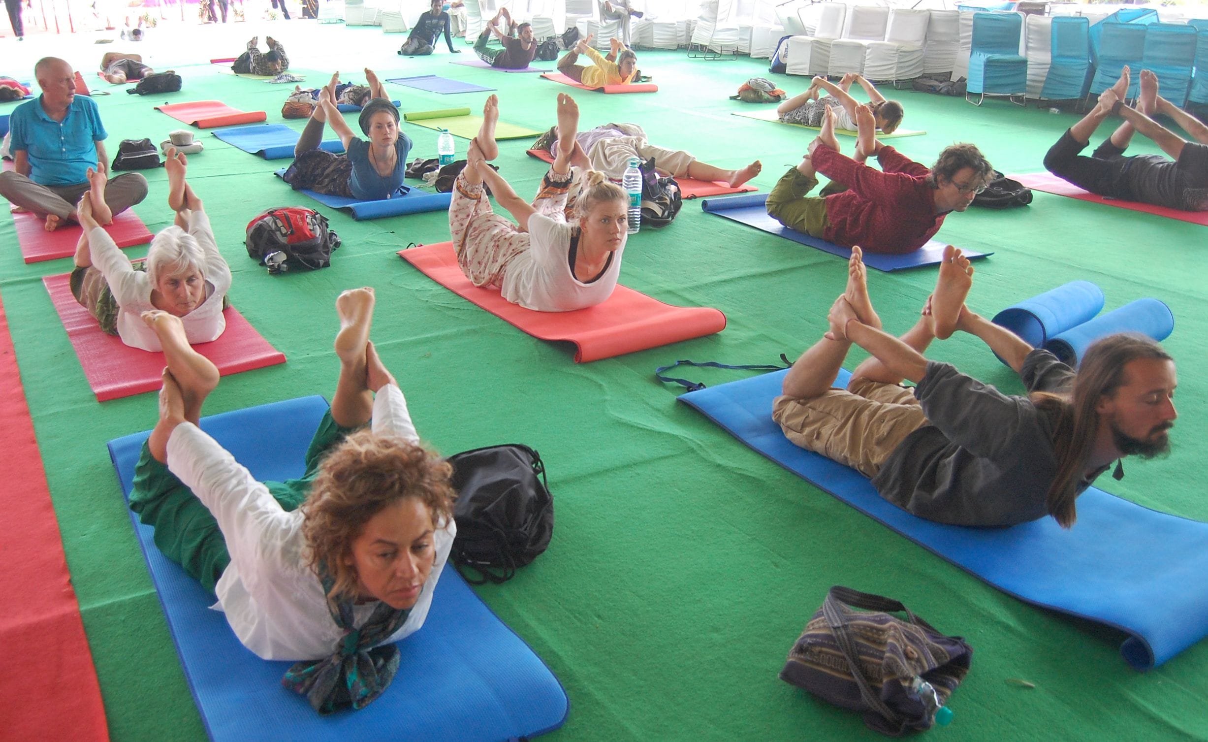 yoga performer march for clean ganges in haridwar.